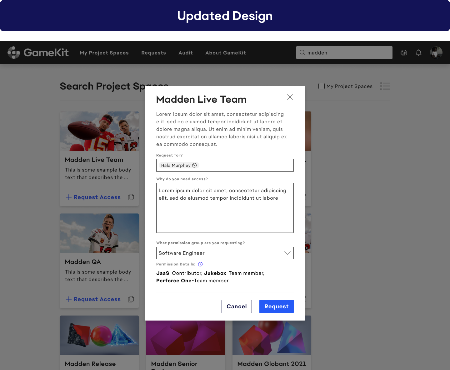 Access request — updated design