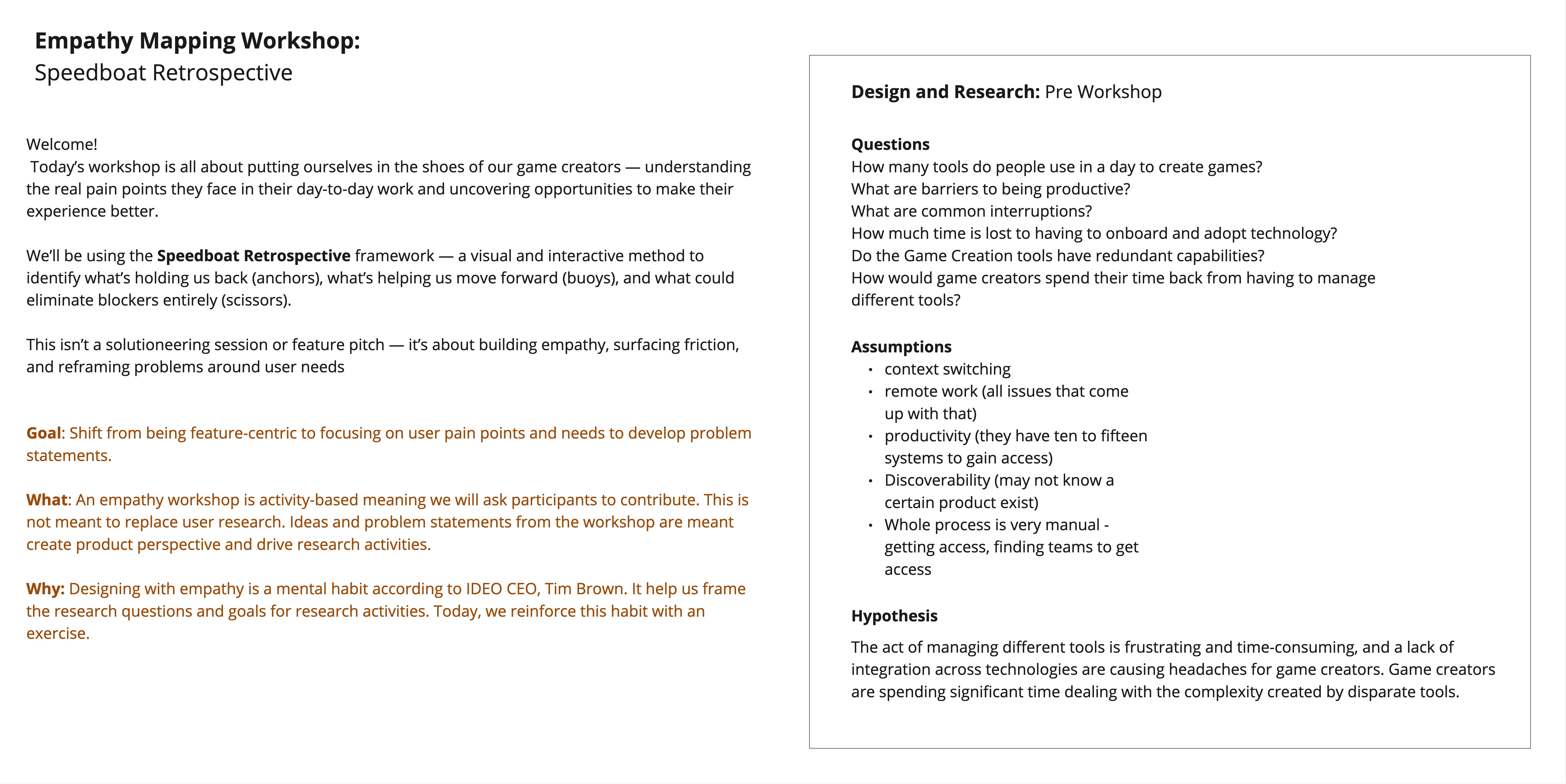 Empathy workshop deck slide