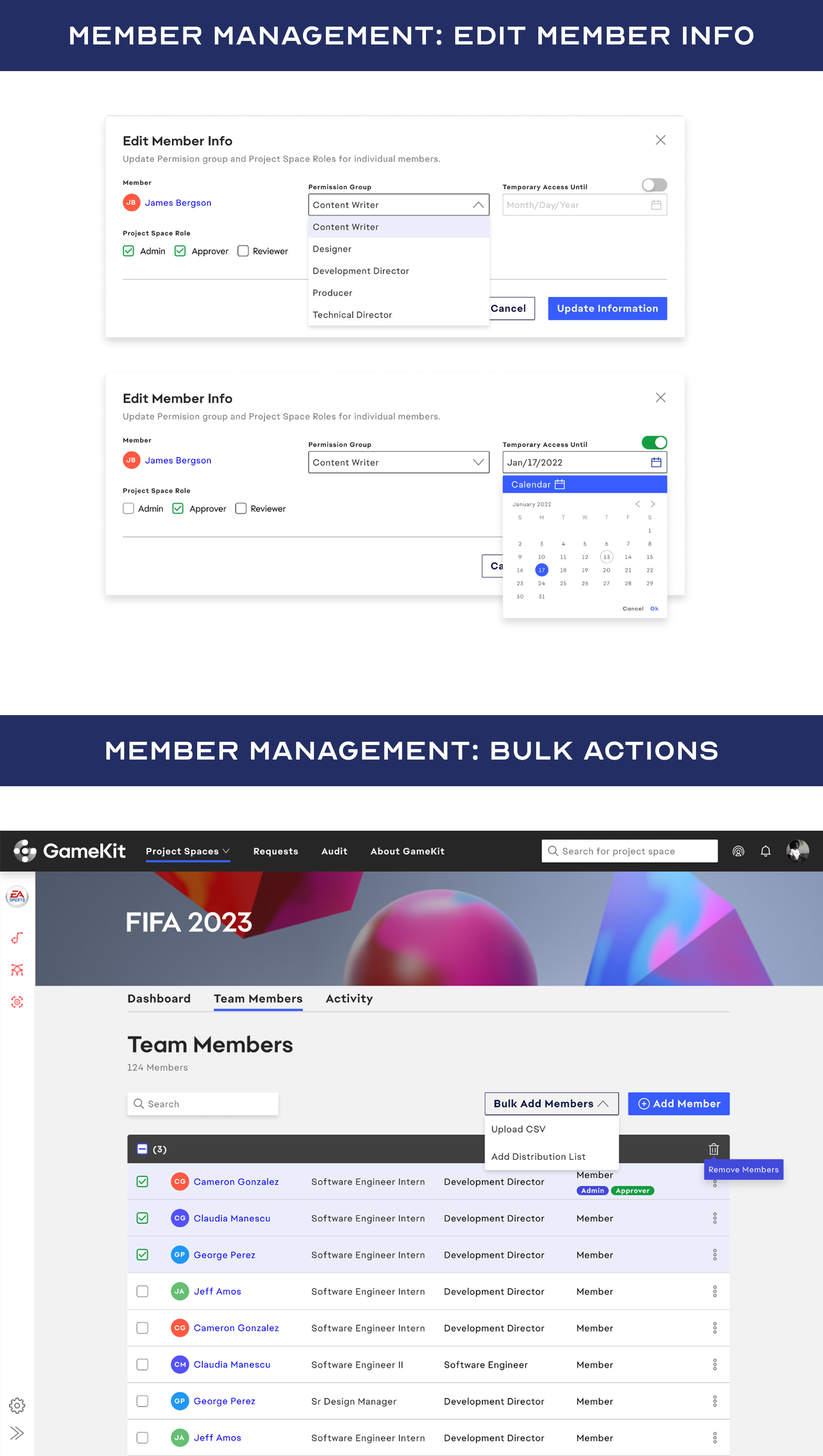 Member Management actions