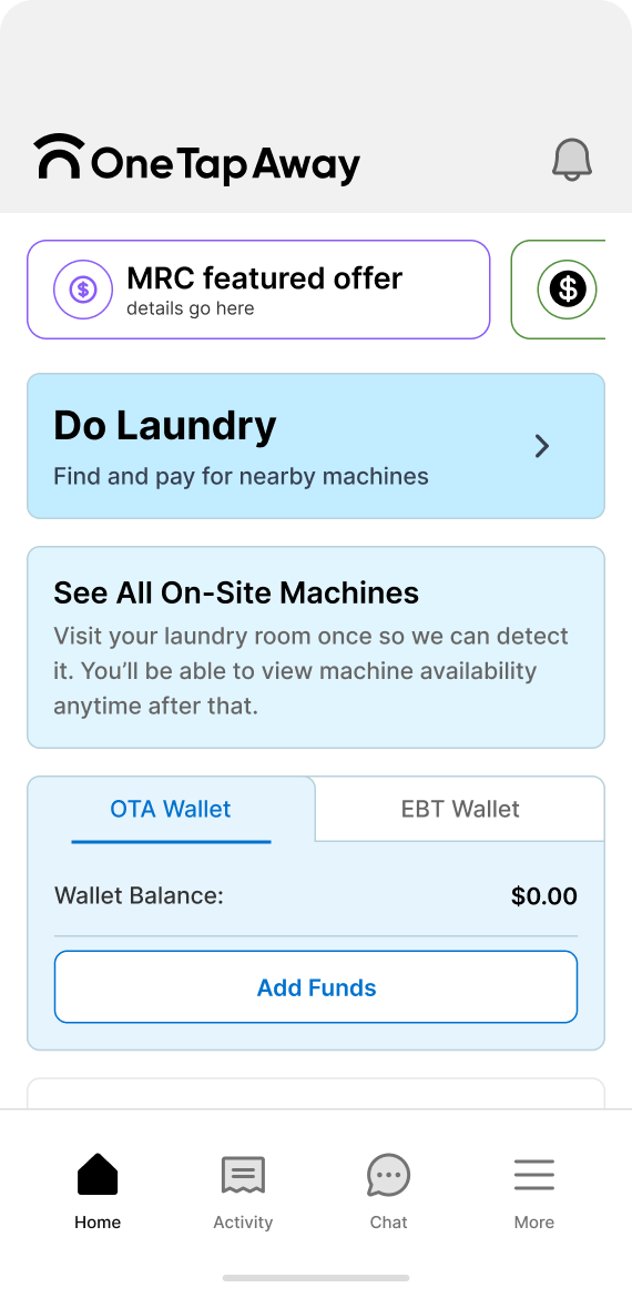 OTA homepage, after