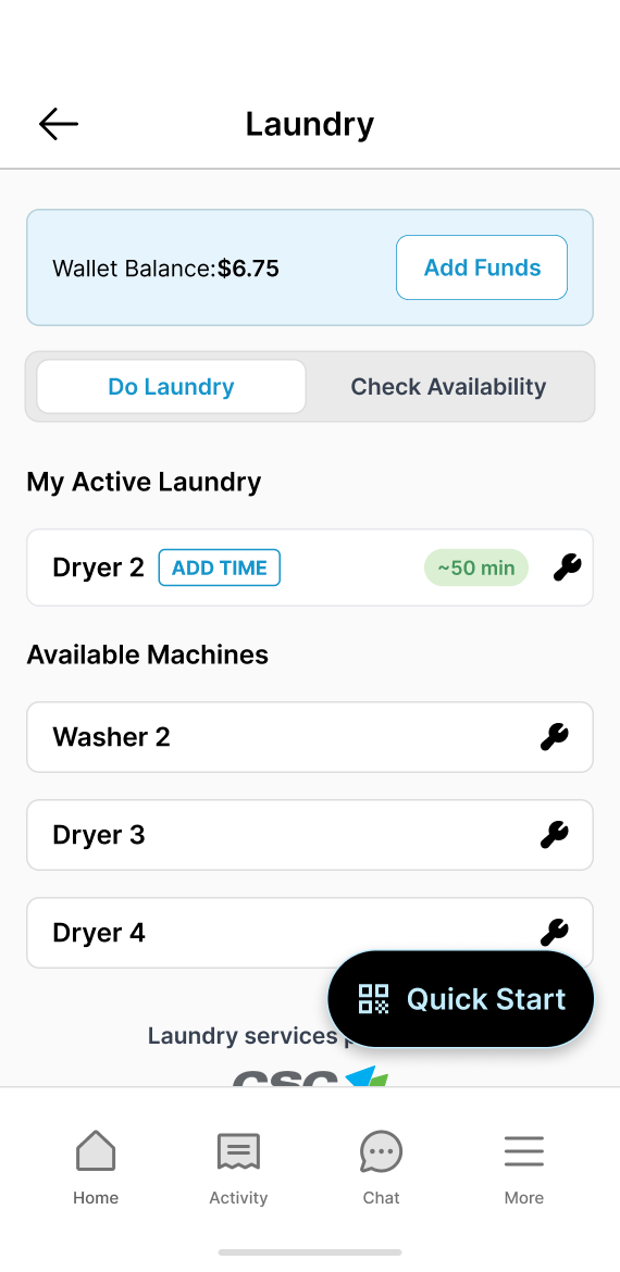 OTA laundry flow, before