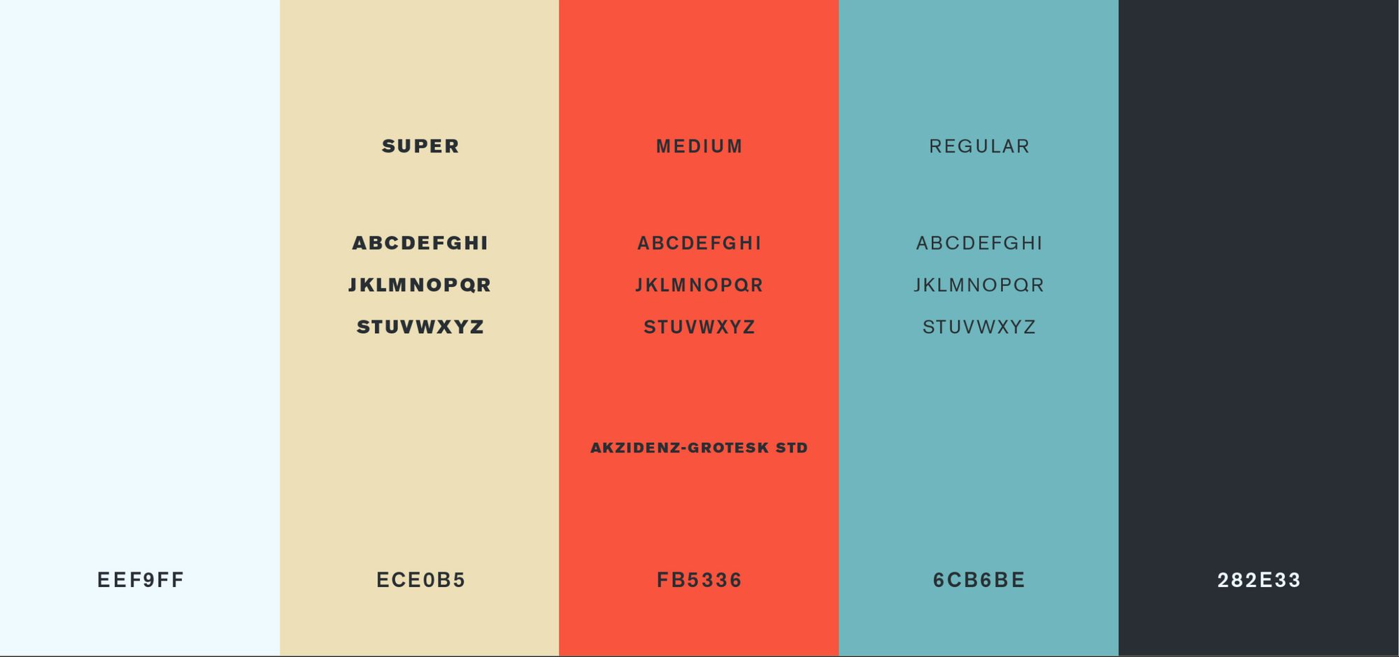 Rollbe brand color palette and typography samples