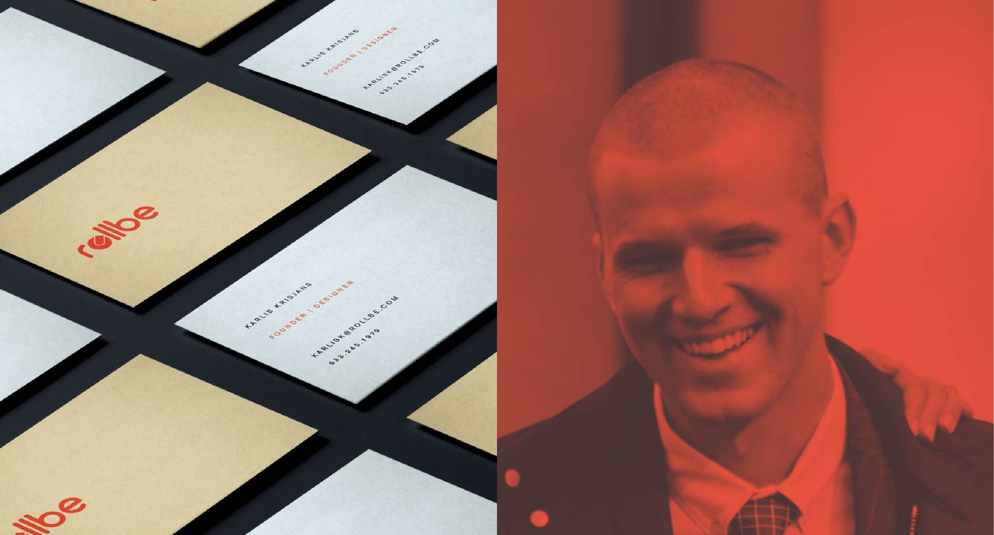 Rollbe business cards and team portrait