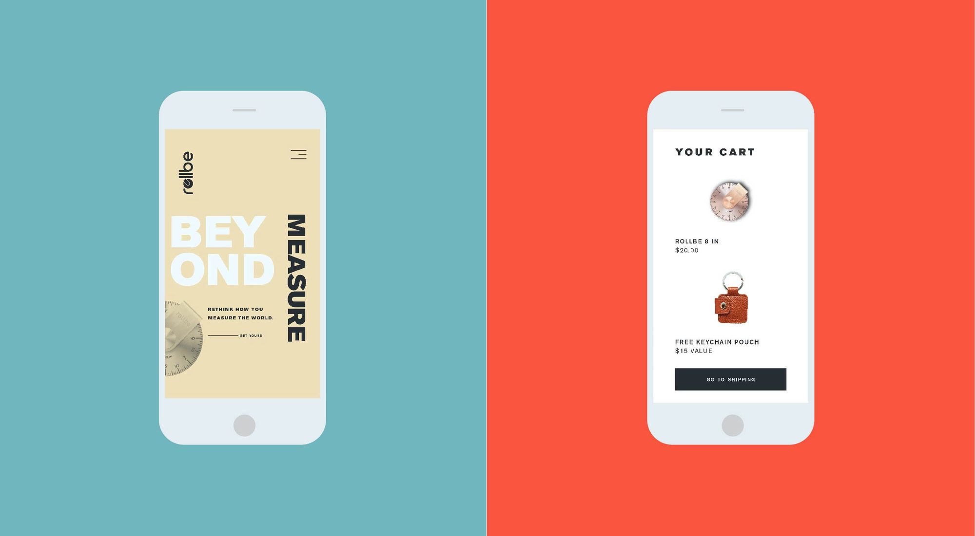Rollbe mobile homepage and cart screens